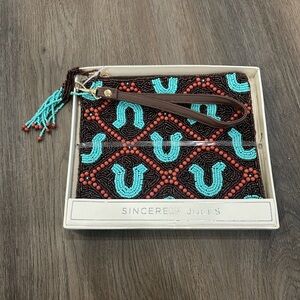 Sincerely Jules Beaded Bag with Turquoise and Brown Accents